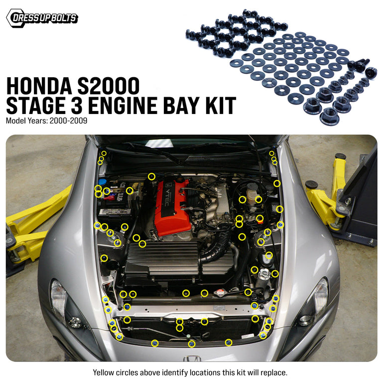 Stage 3 Titanium Hardware Engine Bay Kit - Honda S2000 (2000-2009) - JSI Racing 