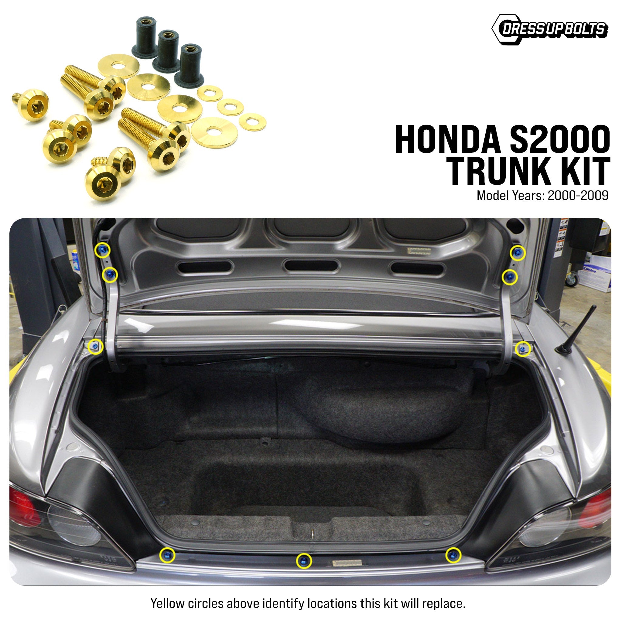 Titanium Hardware Trunk Kit - Honda S2000 (2000-2009) - JSI Racing 