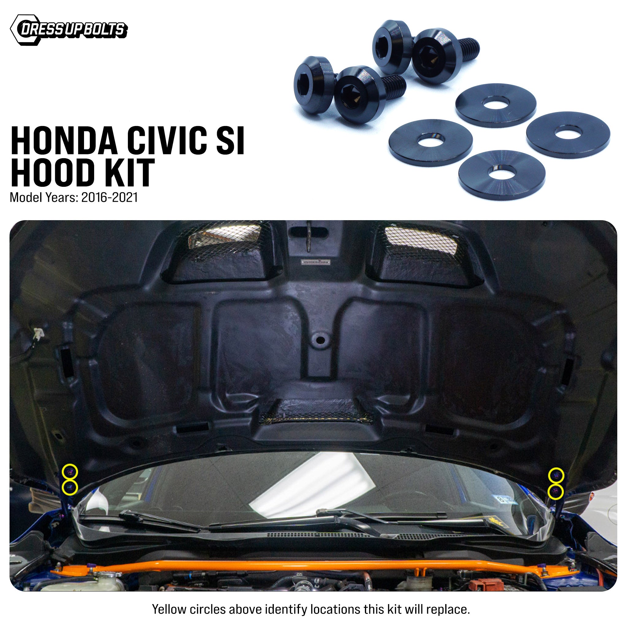Titanium Hardware Hood Kit - Honda Civic Si (2016-2021) - JSI Racing 