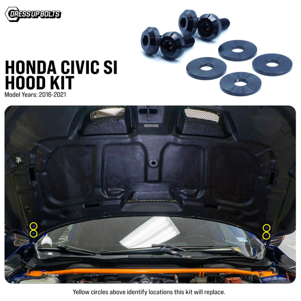 Titanium Hardware Hood Kit - Honda Civic Si (2016-2021) - JSI Racing 