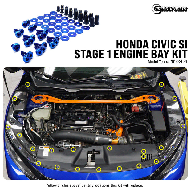Stage 1 Titanium Hardware Engine Bay Kit - Honda Civic Si (2016-2021) - JSI Racing 