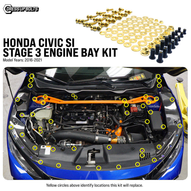 Stage 3 Titanium Hardware Engine Bay Kit - Honda Civic Si (2016-2021) - JSI Racing 