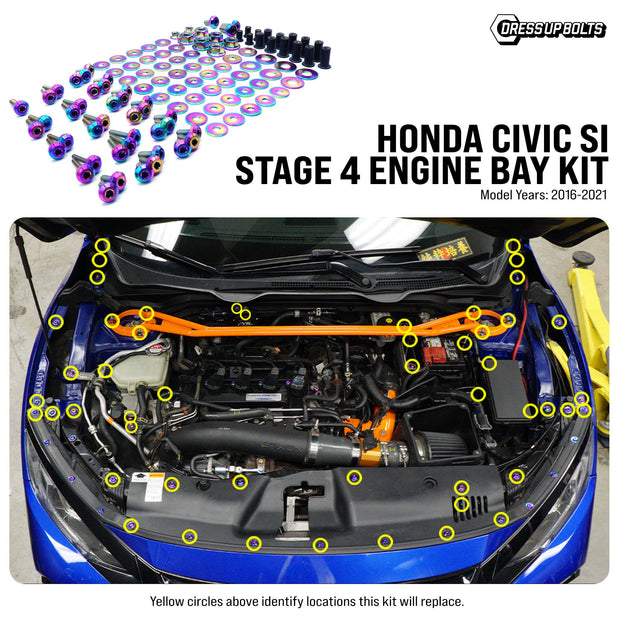 Stage 4 Titanium Hardware Engine Bay Kit - Honda Civic Si (2016-2021) - JSI Racing 