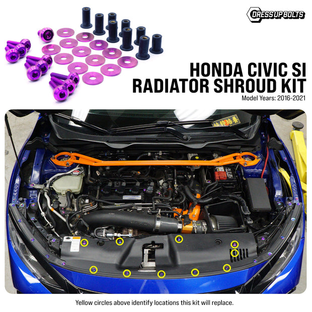 Titanium Hardware Radiator Shroud Kit - Honda Civic Si (2016-2021) - JSI Racing 