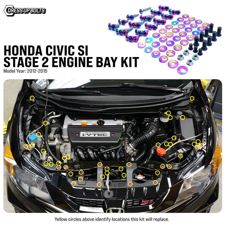 Stage 2 Titanium Hardware Engine Bay Kit - Honda Civic Si (2012-2015) - JSI Racing 