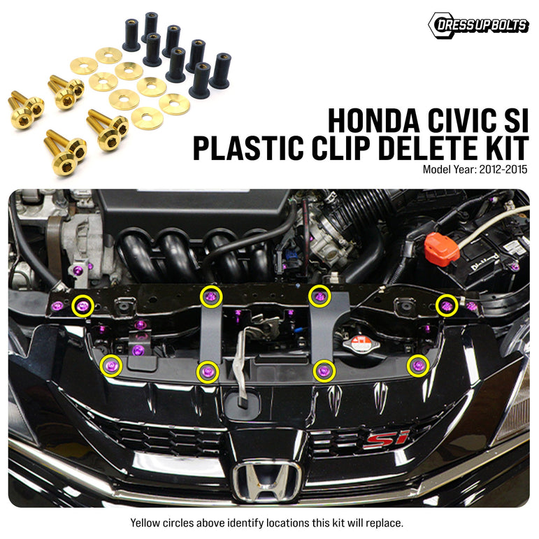 Titanium Hardware Plastic Clip Delete Kit - Honda Civic Si (2012-2015) - JSI Racing 