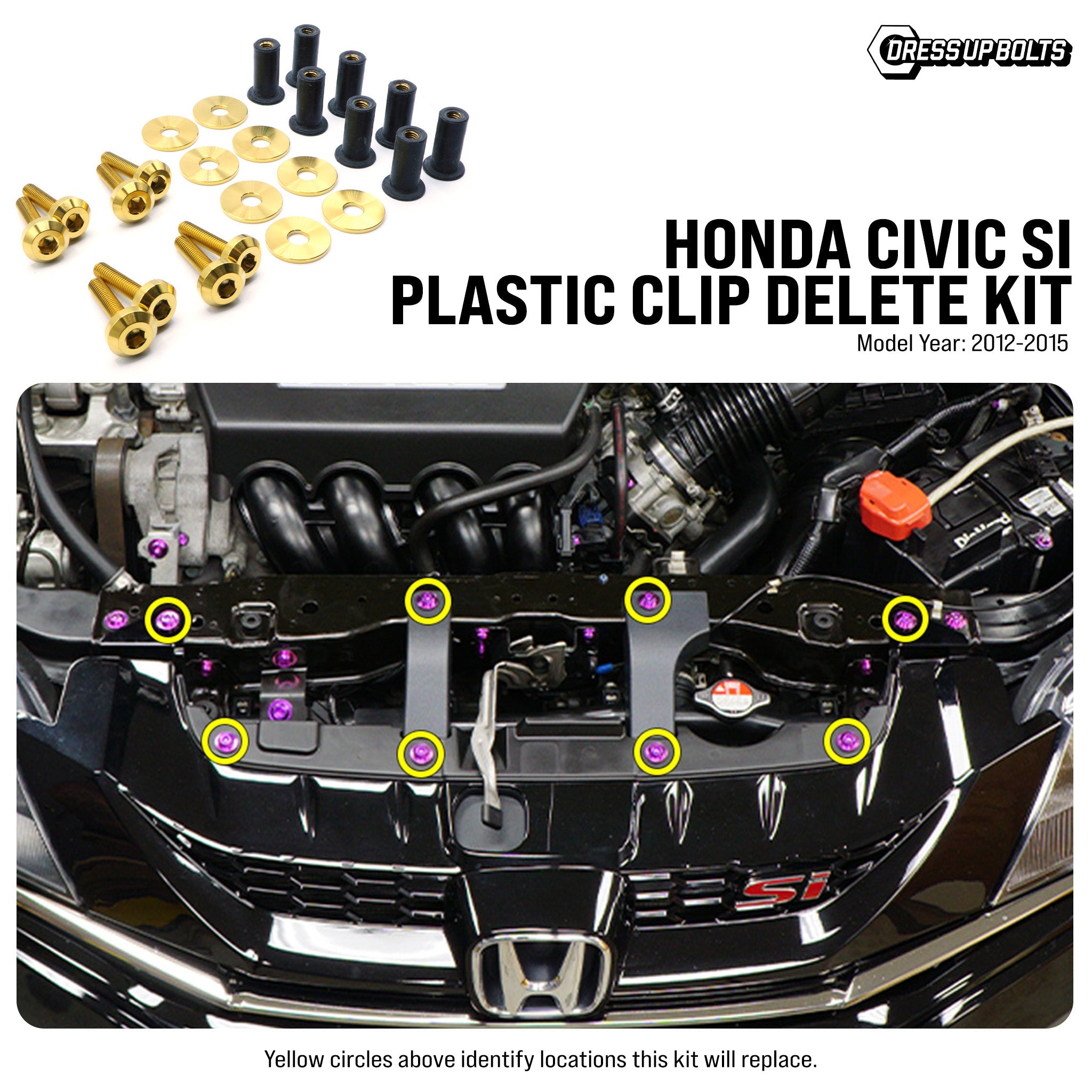 Titanium Hardware Plastic Clip Delete Kit - Honda Civic Si (2012-2015) - JSI Racing 