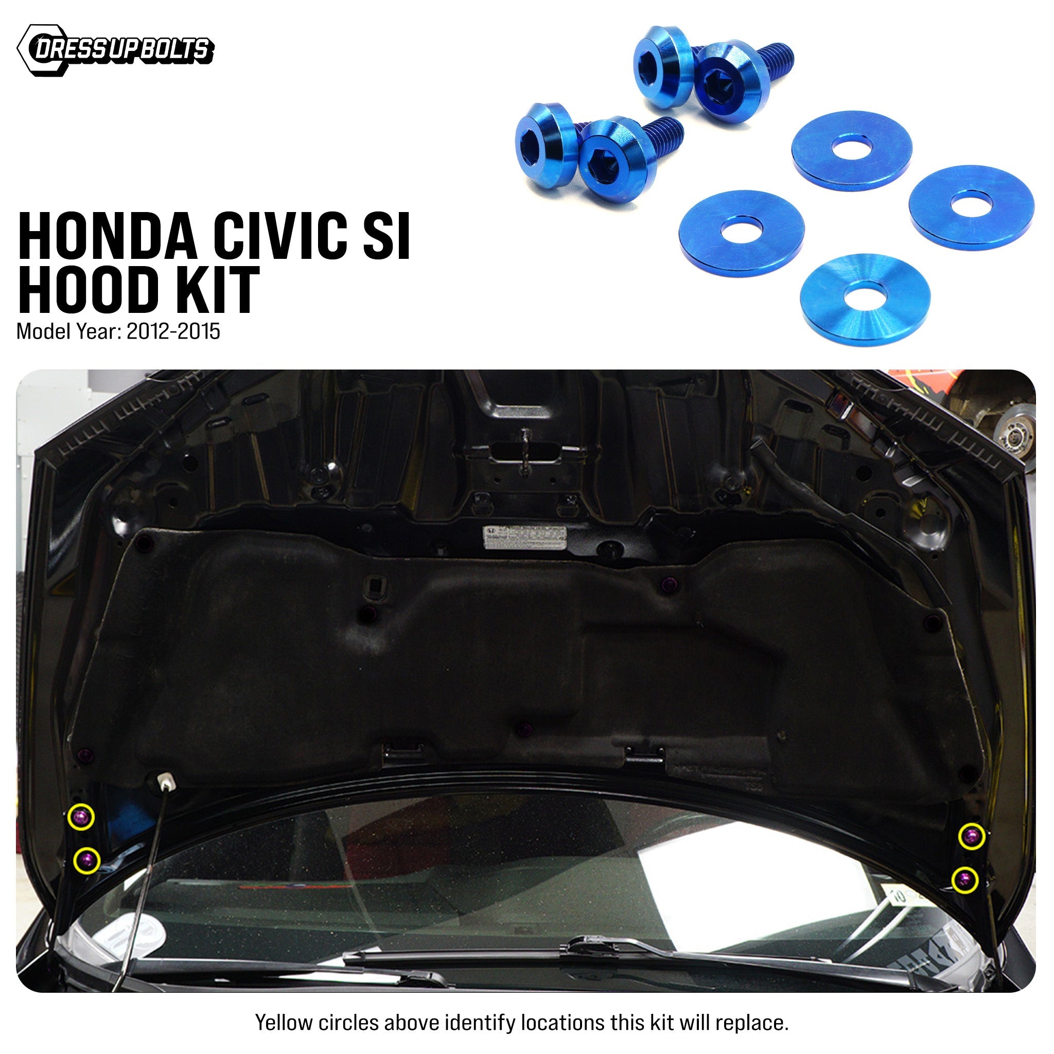 Titanium Hardware Hood Kit - Honda Civic Si (2012-2015) - JSI Racing 