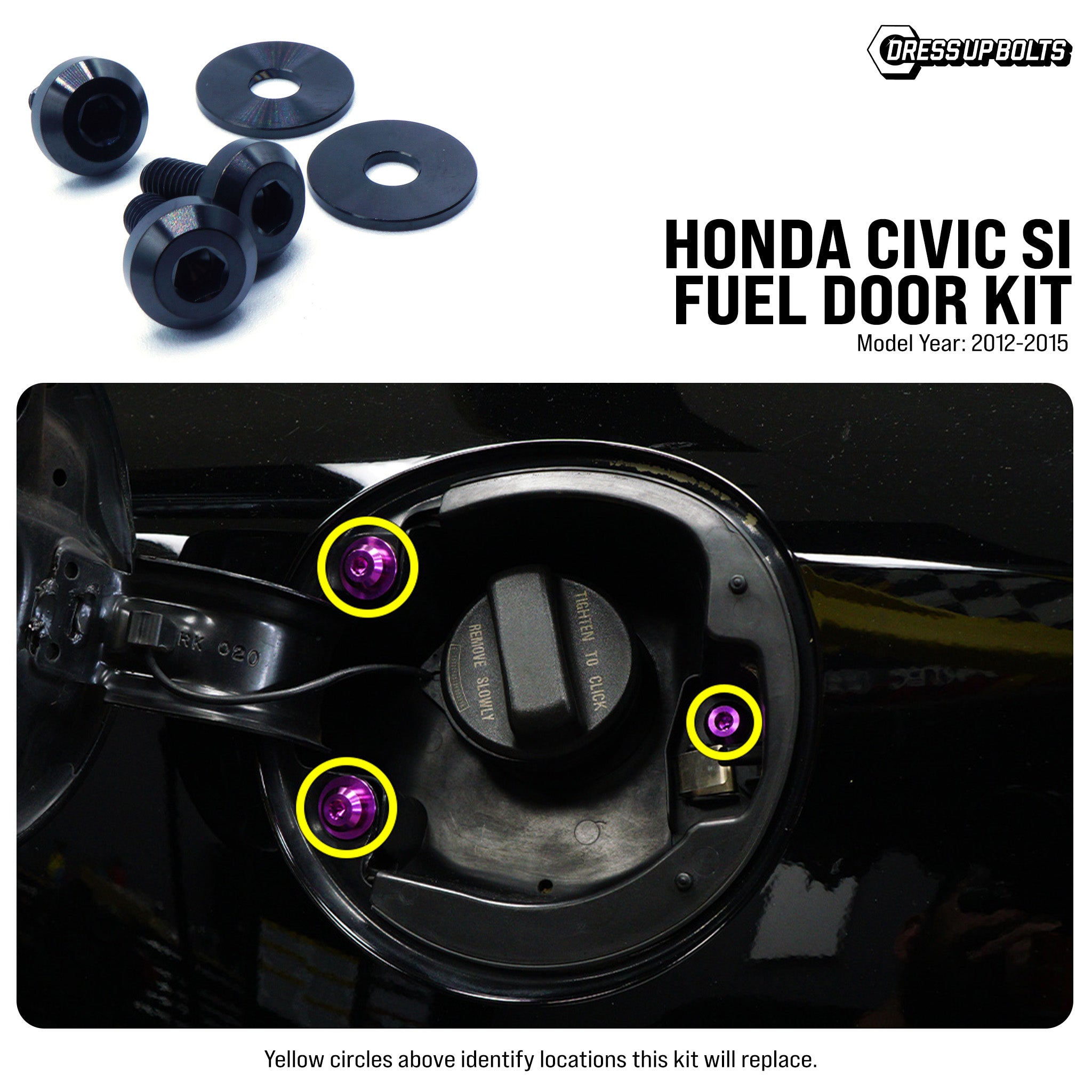 Titanium Hardware Fuel Door Kit - Honda Civic Si (2012-2015) - JSI Racing 