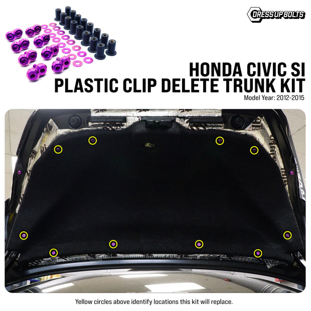 Titanium Hardware Plastic Clip Delete Trunk Kit - Honda Civic Si (2012-2015) - JSI Racing 