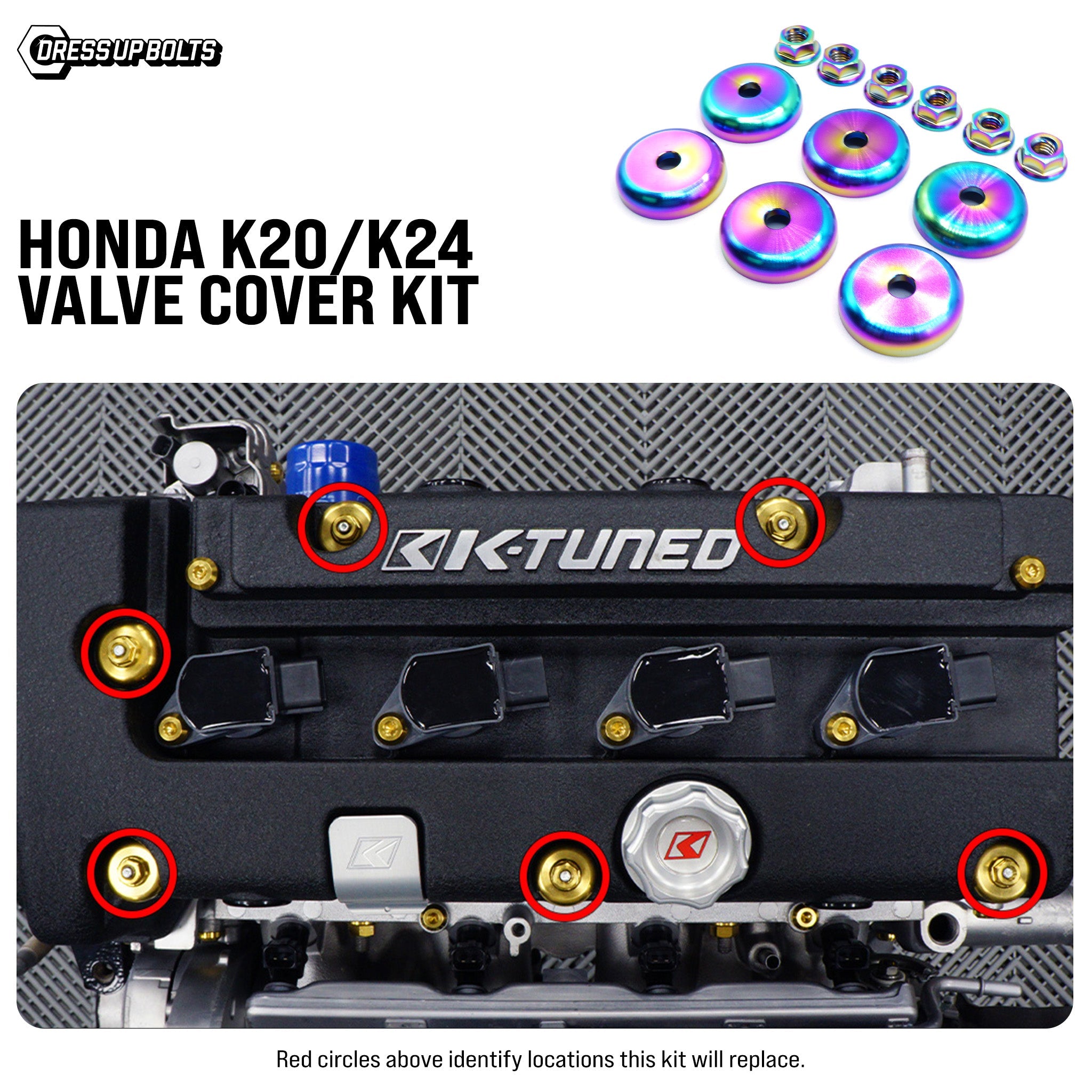 Titanium Hardware Valve Cover Kit - Honda K20/K24 - JSI Racing 