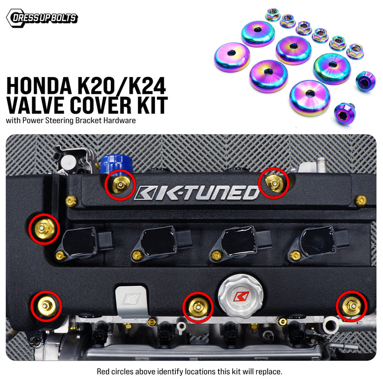 Titanium Hardware Valve Cover Kit - Honda K20/K24 - JSI Racing 