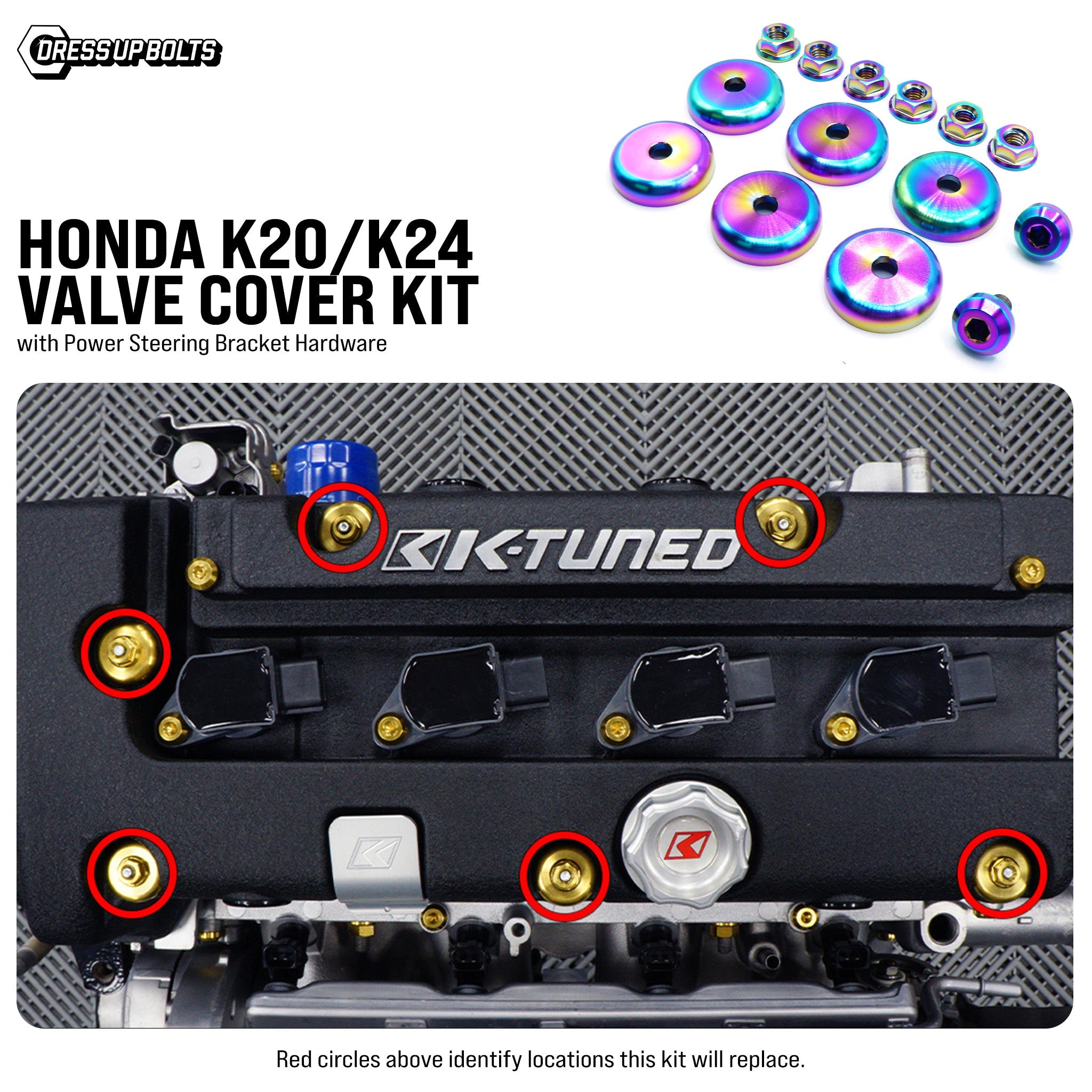 Titanium Hardware Valve Cover Kit - Honda K20/K24 - JSI Racing 