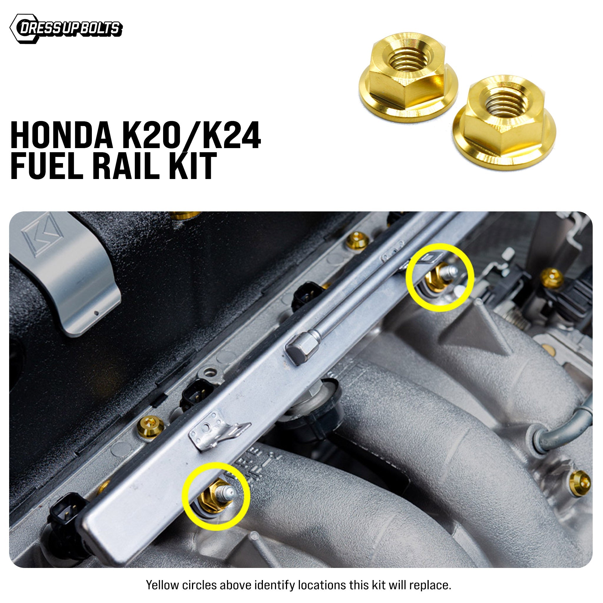 Titanium Hardware Fuel Rail Kit - Honda K20/K24 - JSI Racing 