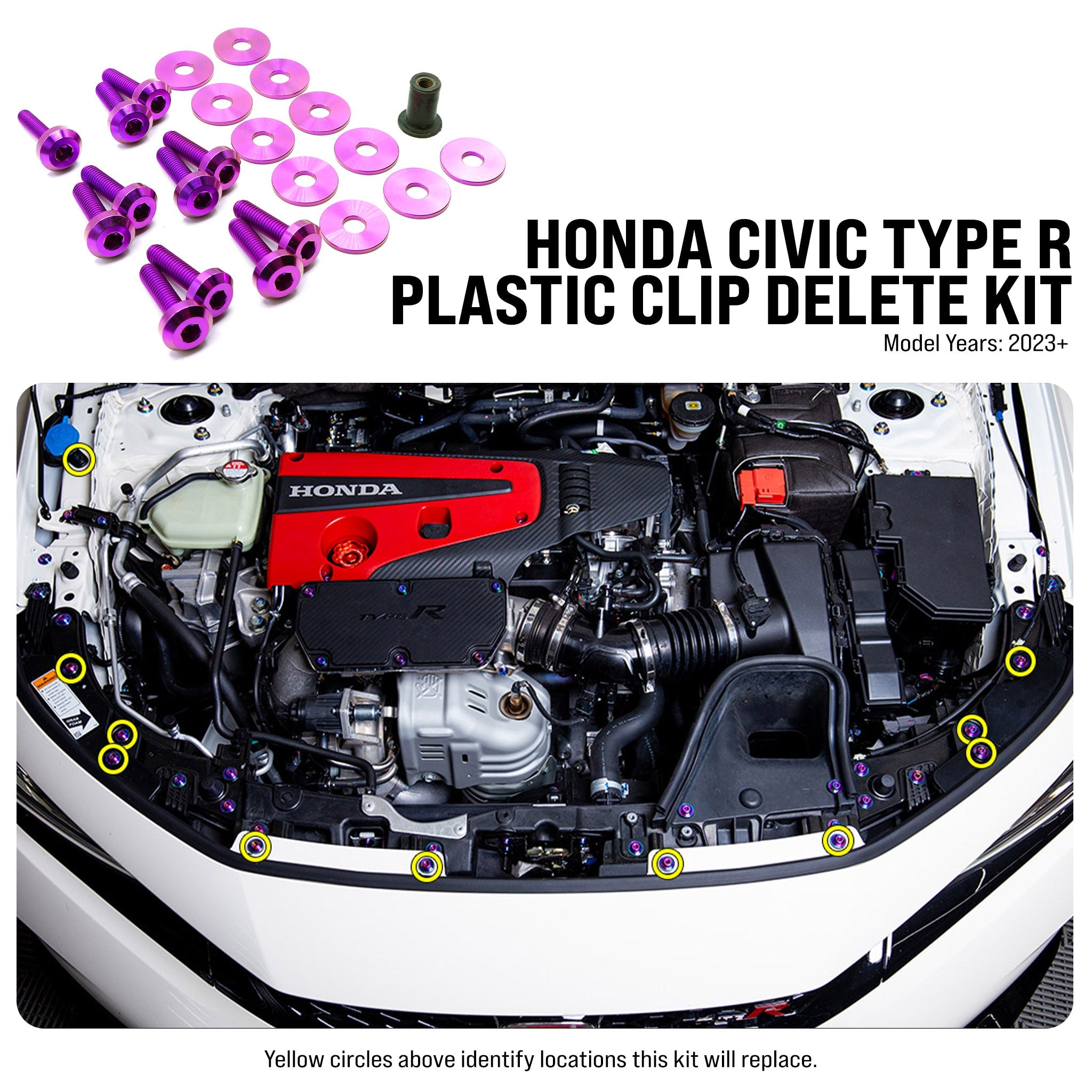 Titanium Hardware Plastic Clip Delete Kit - Honda Civic Type R (2023+) - JSI Racing 