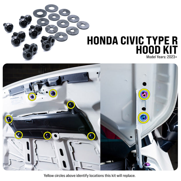 Titanium Hardware Hood Kit - Honda Civic Type R (2023+) - JSI Racing 