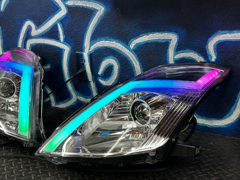 NTXGlow 2006-2009 Nissan 350Z RGB Spec-D Projector Headlights - Chrome Housing