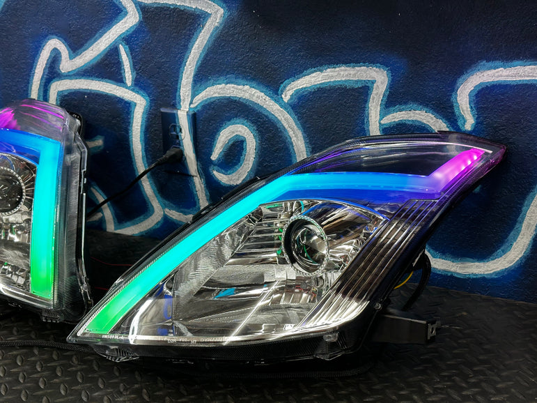 NTXGlow 2006-2009 Nissan 350Z RGB Spec-D Projector Headlights - Chrome Housing