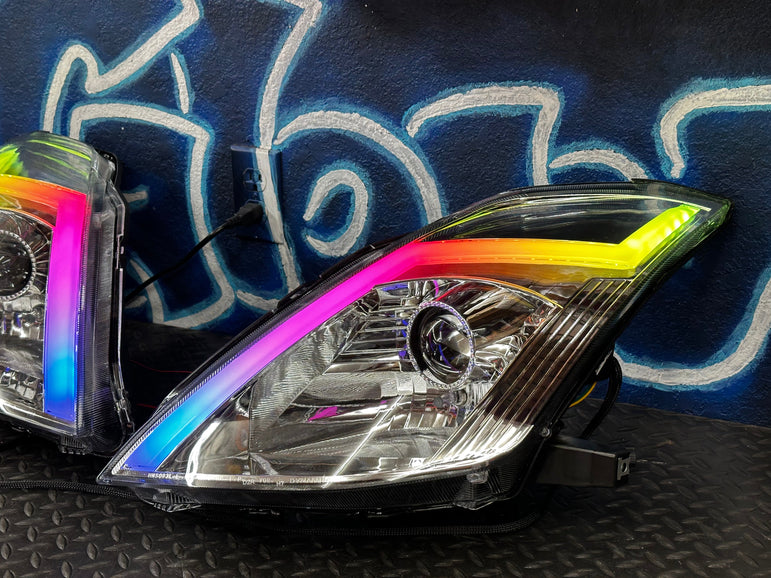 NTXGlow 2006-2009 Nissan 350Z RGB Spec-D Projector Headlights - Chrome Housing