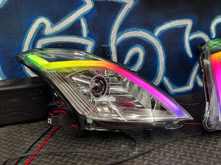 NTXGlow 2006-2009 Nissan 350Z RGB Spec-D Projector Headlights - Chrome Housing