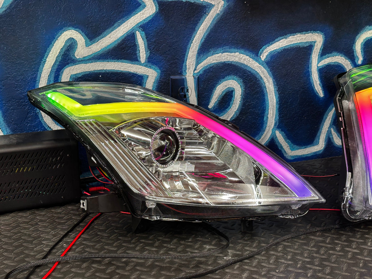 NTXGlow 2006-2009 Nissan 350Z RGB Spec-D Projector Headlights - Chrome Housing