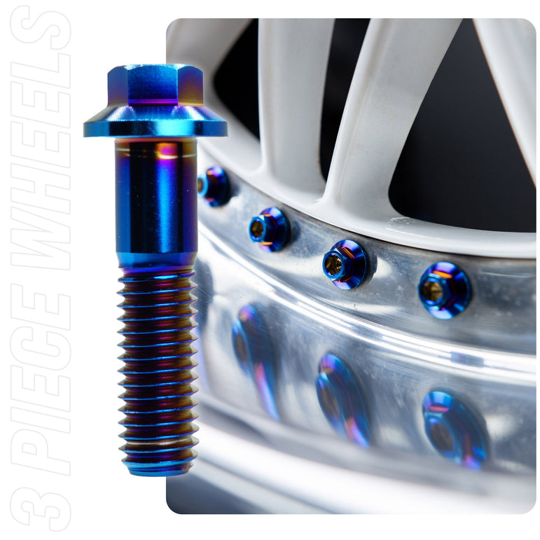 Titanium Three Piece Wheel Bolts - M7 x 32mm - JSI Racing 