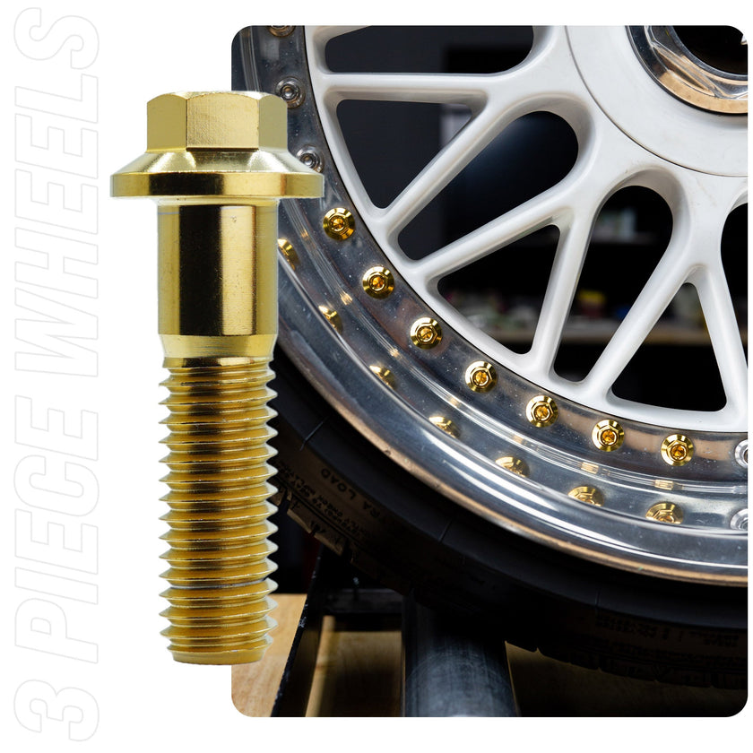 Titanium Three Piece Wheel Bolts - M8 x 32mm - JSI Racing 