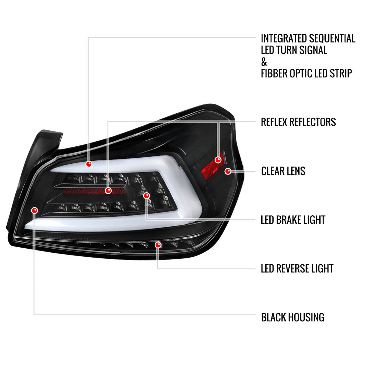 NTXGLOW BLACK LED tail lights (2015 - 2021 Subaru WRX) - JSI Racing 