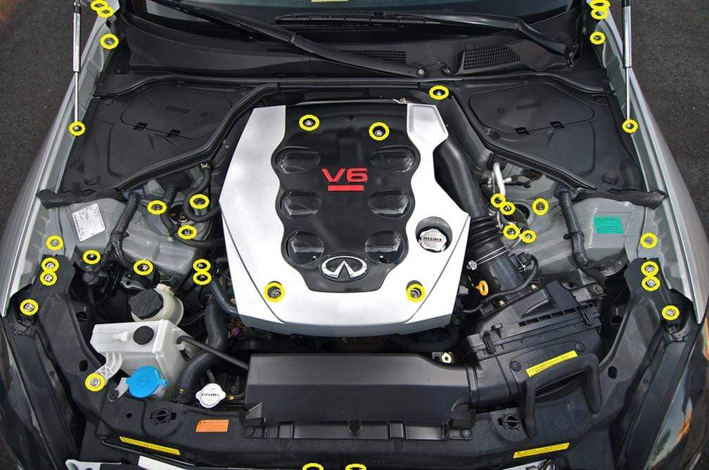 Infiniti G35 Coupe and Sedan (2003-2007) Titanium Engine Bay Kit - JSI Racing 