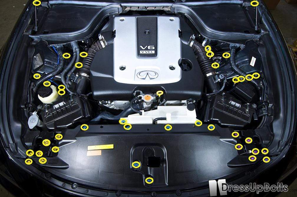 Infiniti G37 Coupe and Sedan (2008-2013) Titanium Engine Bay Kit - JSI Racing 