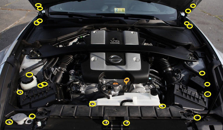Titanium Hardware Engine Bay Kit - Nissan 370Z (2009-2020) - JSI Racing 