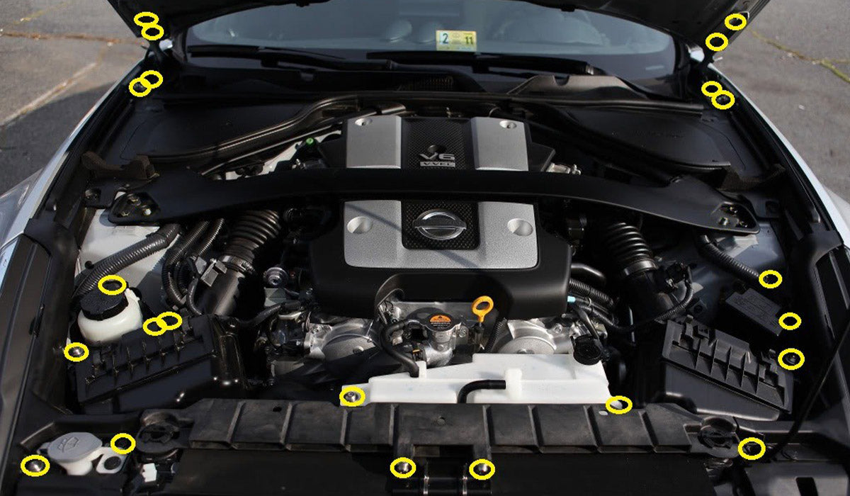 Titanium Hardware Engine Bay Kit - Nissan 370Z (2009-2020) - JSI Racing 