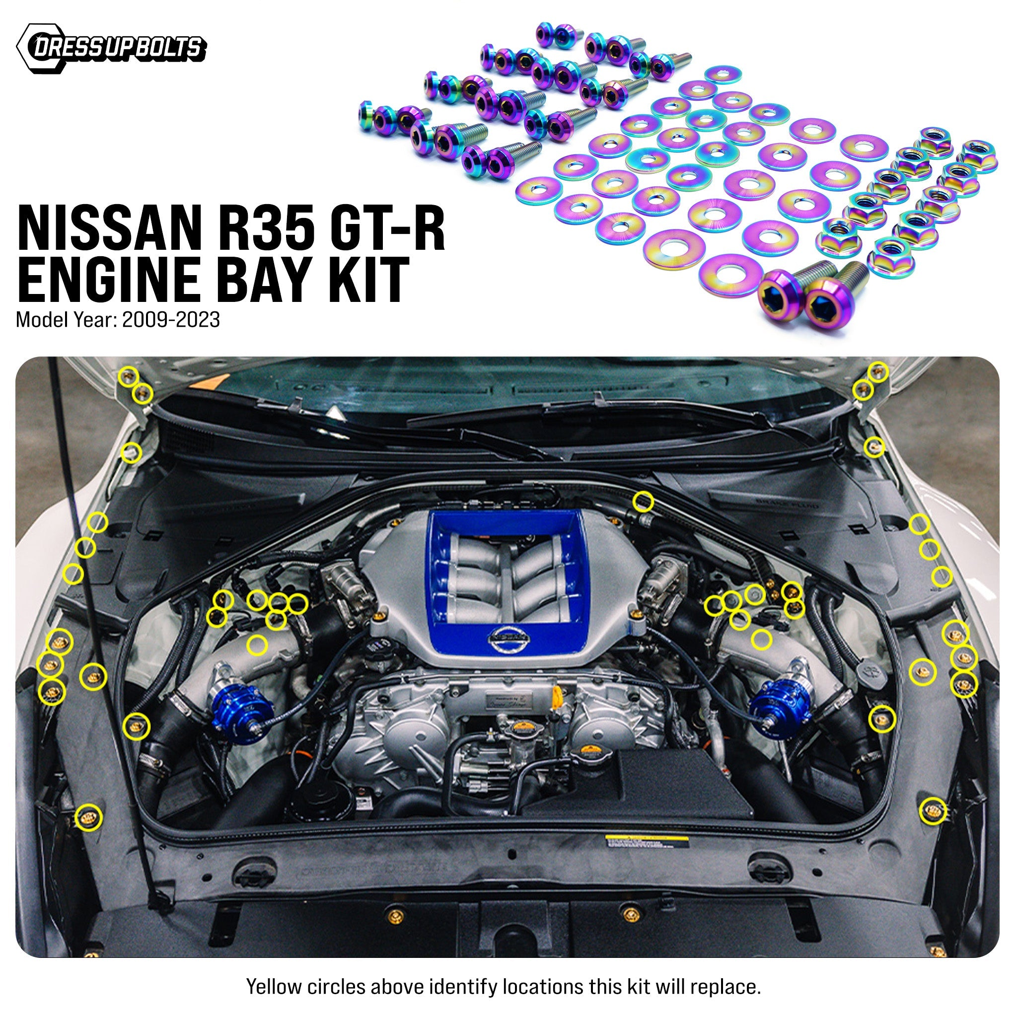 Titanium Hardware Engine Bay Kit - Nissan R35 GT-R (2009-2023) - JSI Racing 