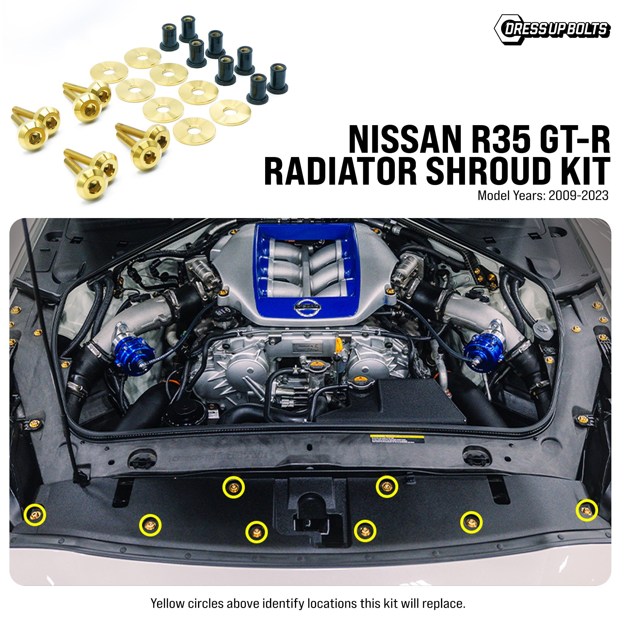 Titanium Hardware Radiator Shroud Kit - Nissan R35 GT-R (2009-2023) - JSI Racing 