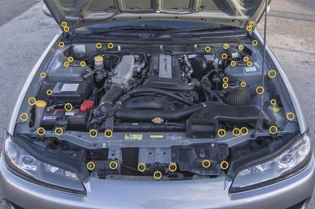 Stage 2 Titanium Hardware Engine Bay Kit - Nissan S15 (1999-2002) - JSI Racing 