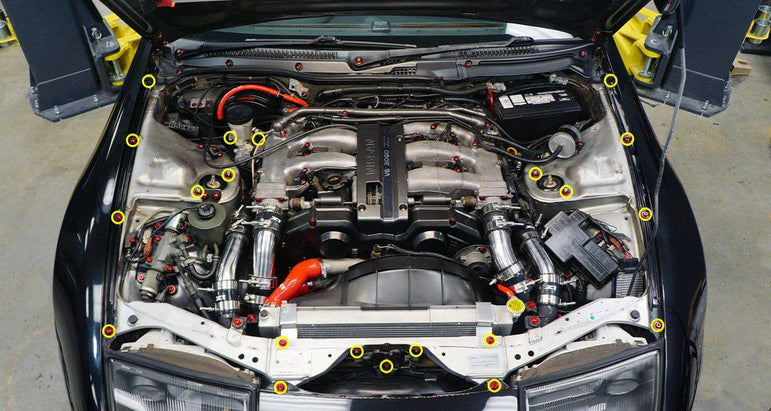 Stage 1 Titanium Hardware Engine Bay Kit - Nissan 300ZX (1990-1999) - JSI Racing 