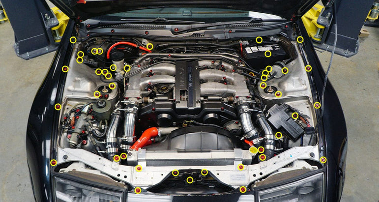 Stage 2 Titanium Hardware Engine Bay Kit - Nissan 300ZX (1990-1999) - JSI Racing 