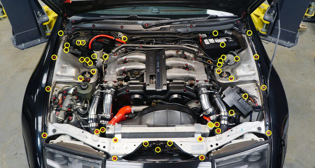 Stage 2 Titanium Hardware Engine Bay Kit - Nissan 300ZX (1990-1999) - JSI Racing 