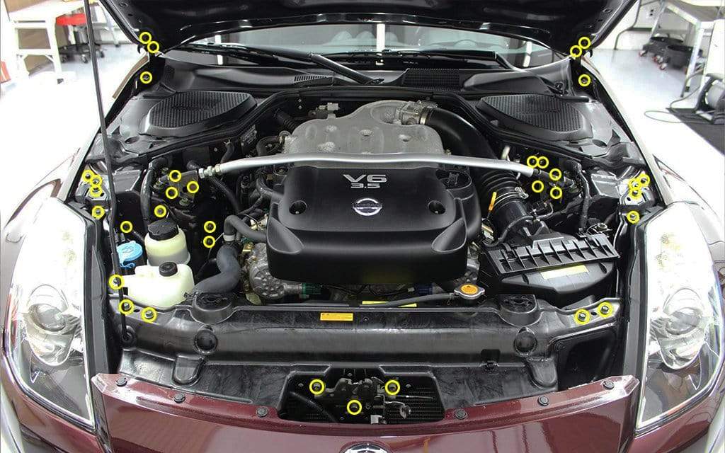 Stage 1 Titanium Hardware Engine Bay Kit - Nissan 350Z (2003-2006) - JSI Racing 