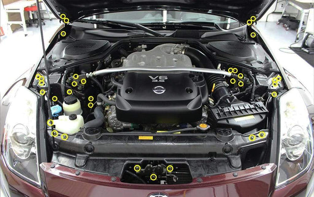 Stage 1 Titanium Hardware Engine Bay Kit - Nissan 350Z (2003-2006) - JSI Racing 