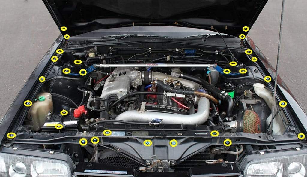 Titanium Hardware Engine Bay Kit - Nissan Skyline GTS-R (R31) - JSI Racing 