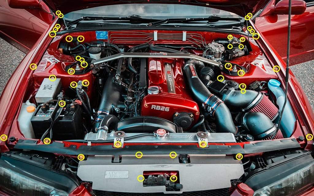 Titanium Hardware Engine Bay Kit - Nissan Skyline GT-R (R32) - JSI Racing 