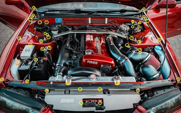 Titanium Hardware Engine Bay Kit - Nissan Skyline GT-R (R32) - JSI Racing 