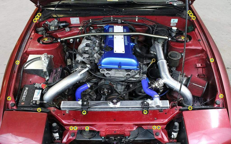 Nissan Silvia S13 (1989-1995) Titanium Partial Engine Bay Kit - JSI Racing 