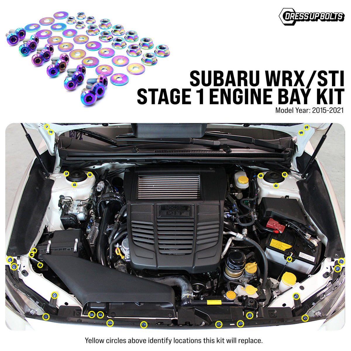 Stage 1 Titanium Hardware Engine Bay Kit - Subaru WRX/STI (2015-2021) - JSI Racing 