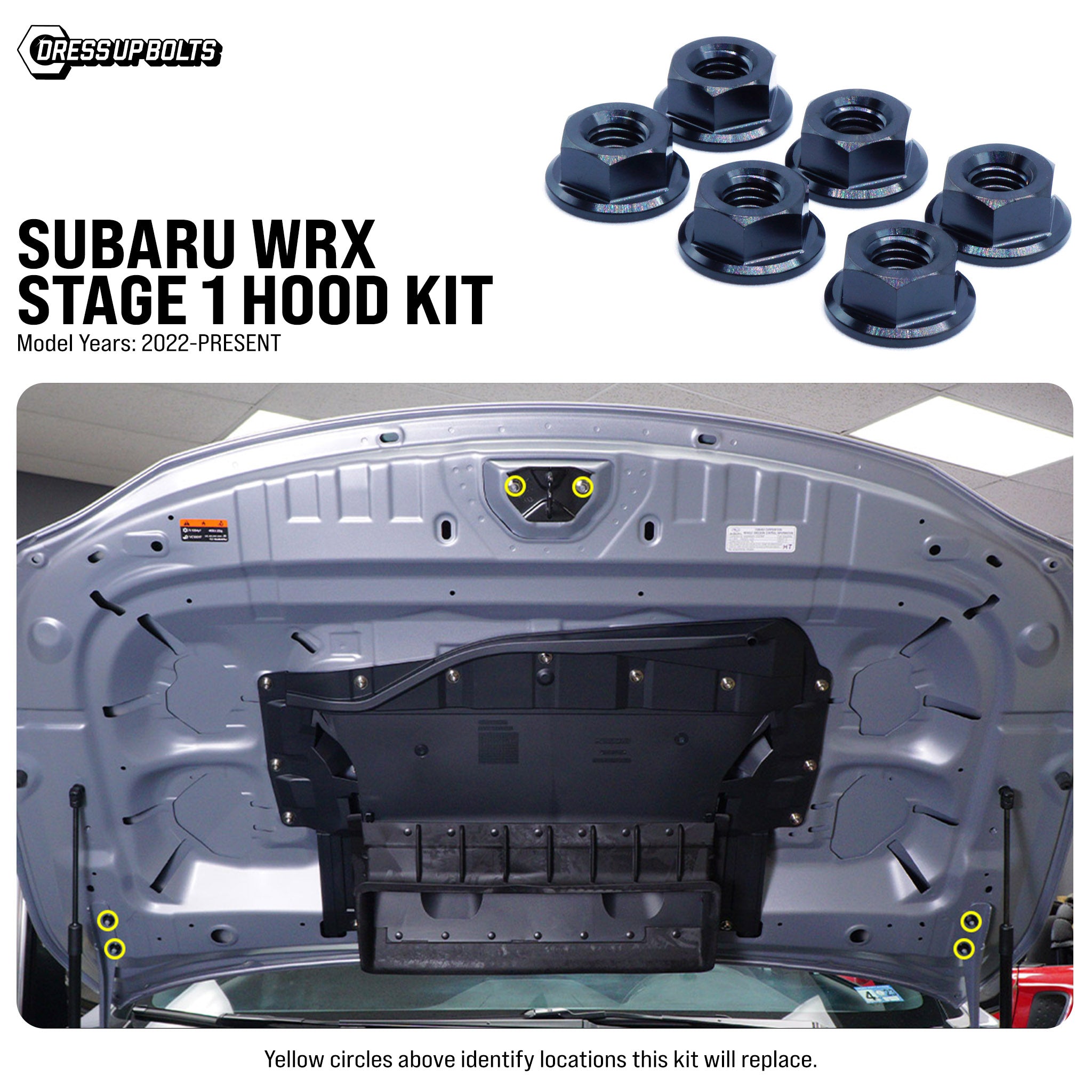 Stage 1 Titanium Hardware Hood Kit - Subaru WRX (2022+) - JSI Racing 