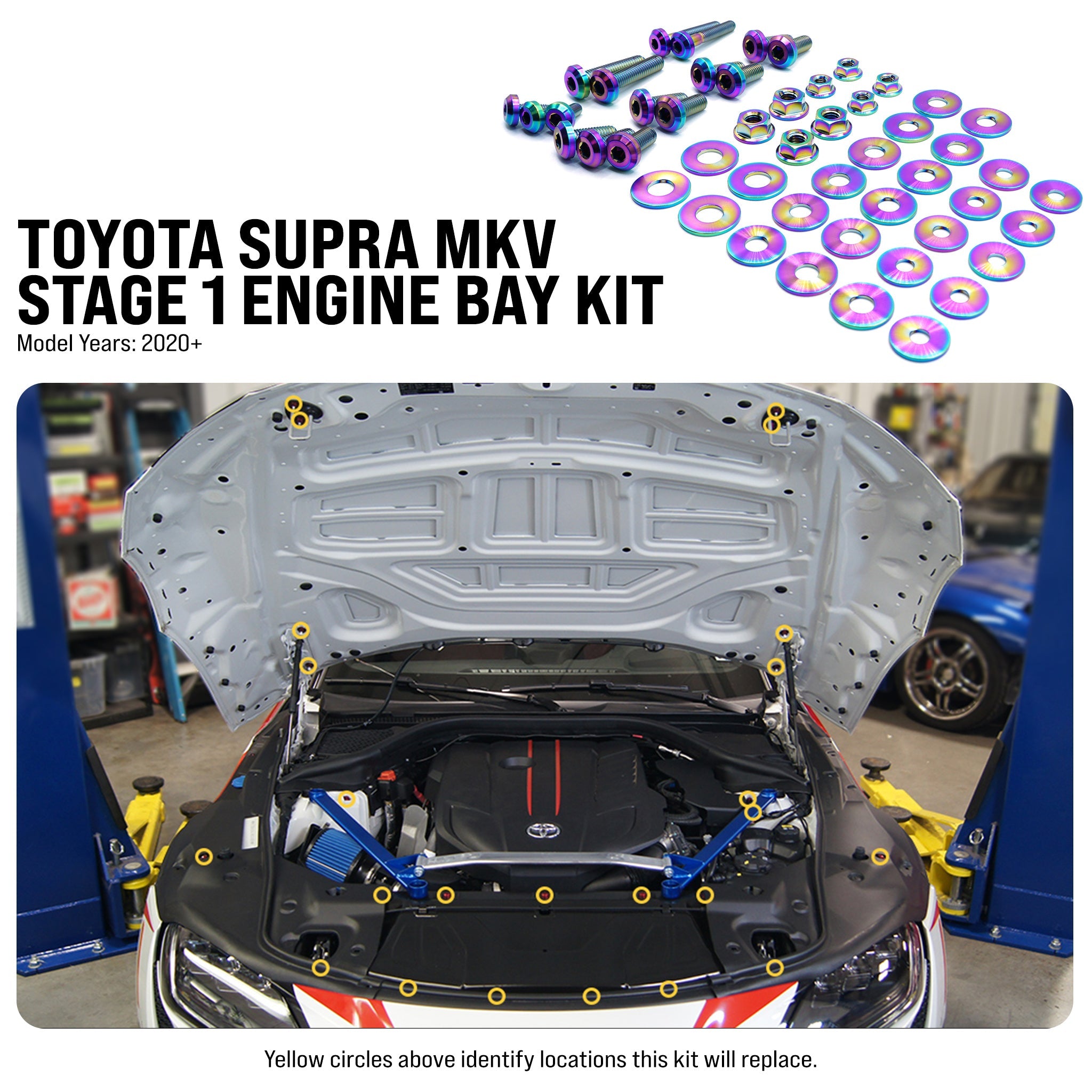 Stage 1 Titanium Hardware Engine Bay Kit - Toyota Supra MKV - JSI Racing 