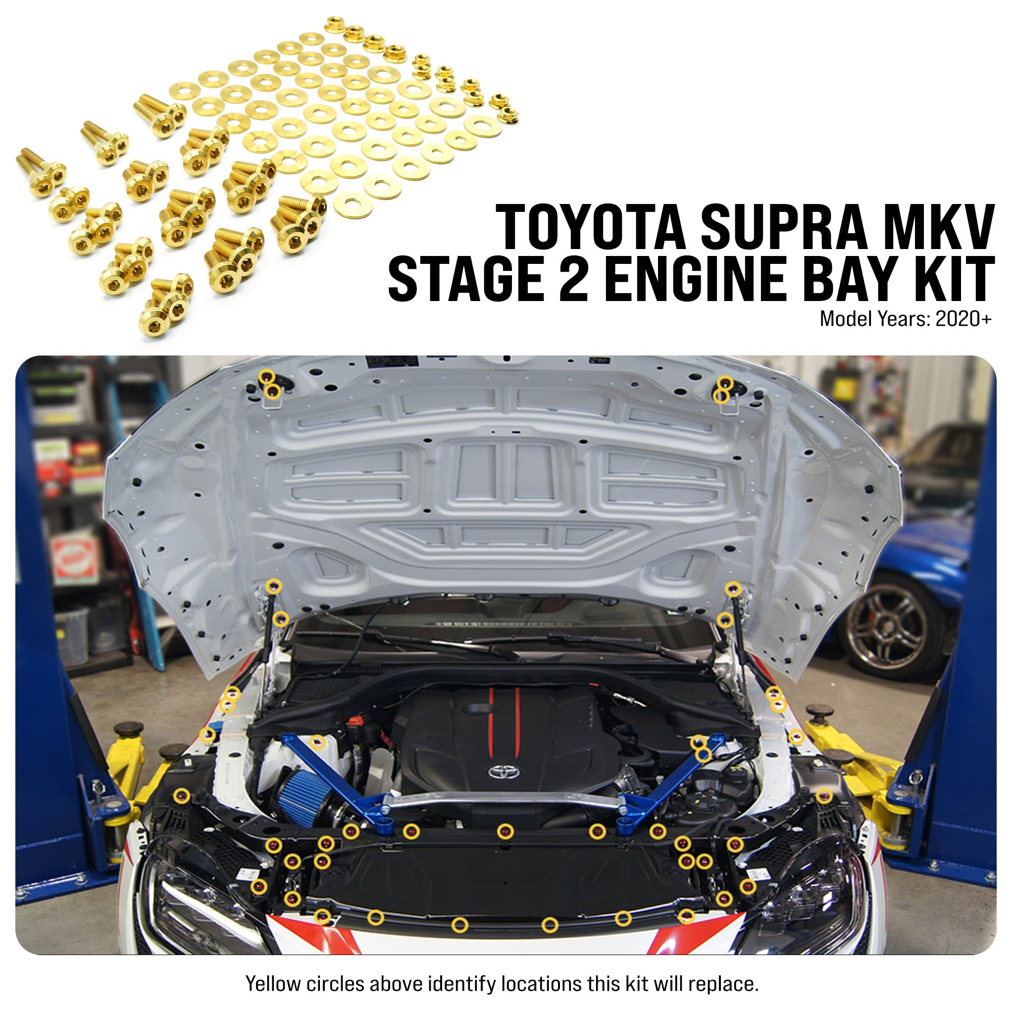 Stage 2 Titanium Hardware Engine Bay Kit - Toyota Supra MKV - JSI Racing 