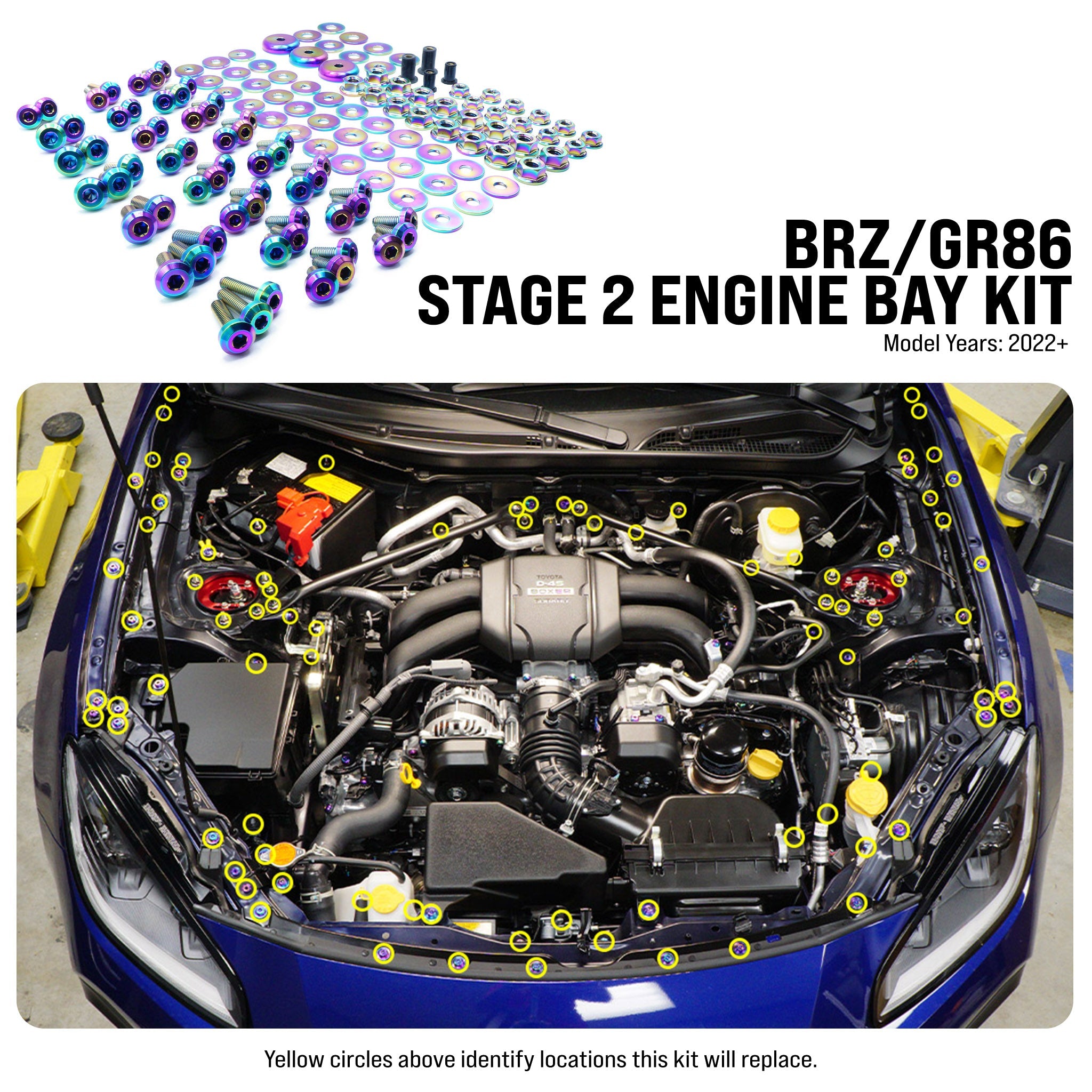 Stage 2 Titanium Hardware Engine Bay Kit - Toyota GR86/Subaru BRZ (2022+) - JSI Racing 