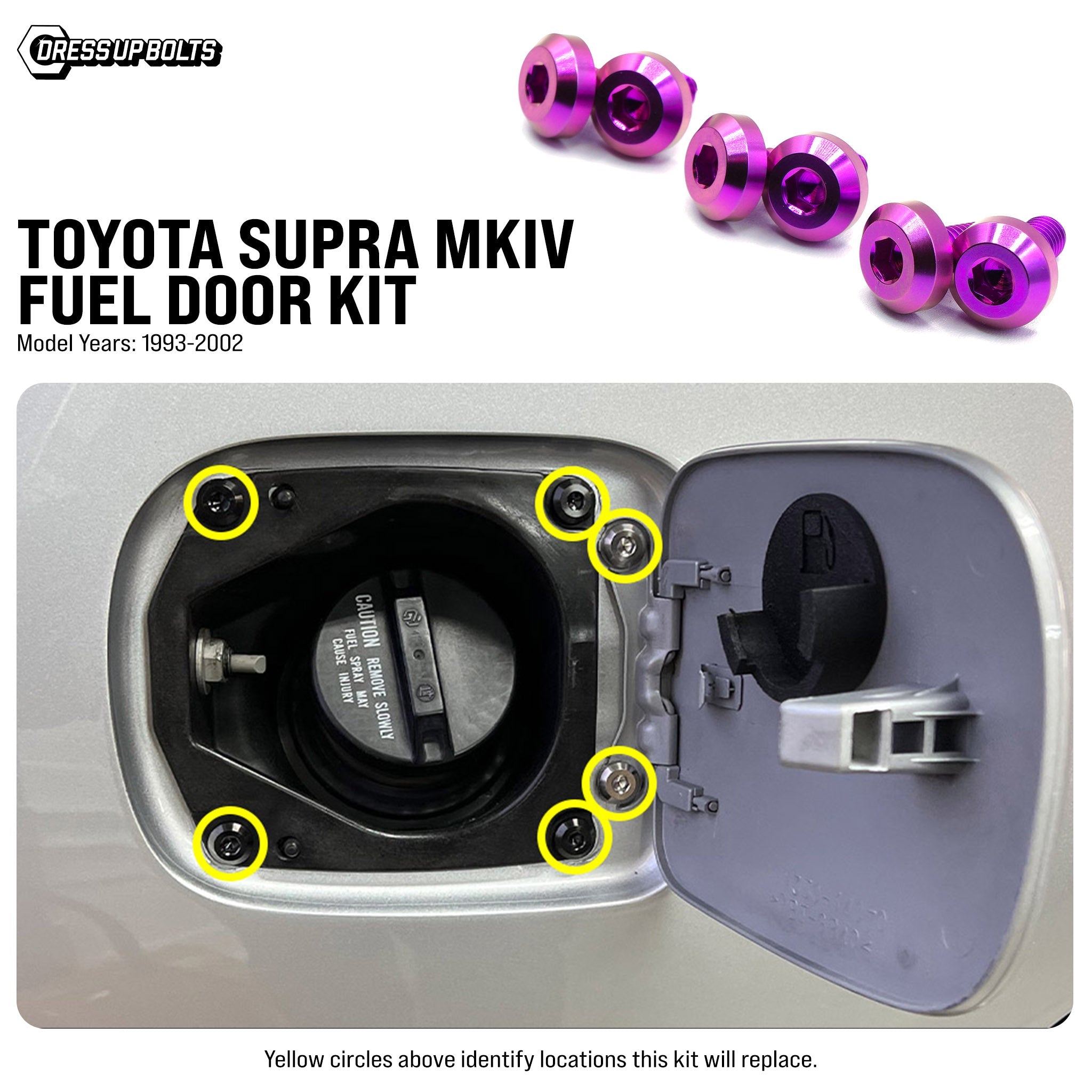 Titanium Hardware Fuel Door Kit - Toyota Supra MKIV (1993-2002) - JSI Racing 